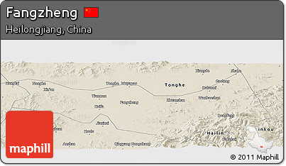 Shaded Relief Panoramic Map of Fangzheng