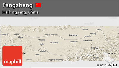 Shaded Relief Panoramic Map of Fangzheng