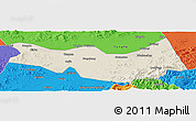 Shaded Relief Panoramic Map of Fangzheng, political outside