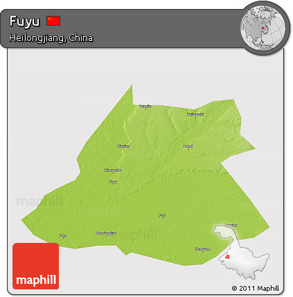 Physical 3D Map of Fuyu, cropped outside