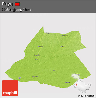 Physical 3D Map of Fuyu, cropped outside