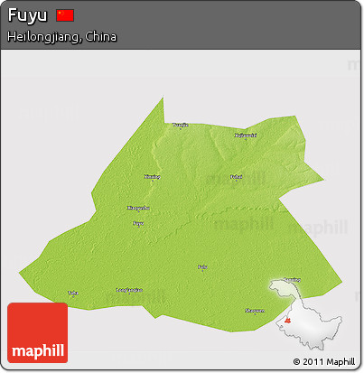 Physical 3D Map of Fuyu, cropped outside