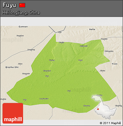 Physical 3D Map of Fuyu, shaded relief outside