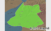 Political 3D Map of Fuyu, darken, semi-desaturated