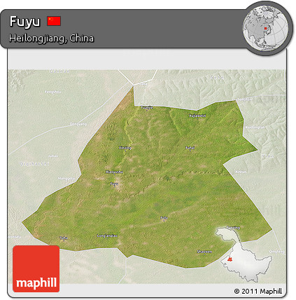 Satellite 3D Map of Fuyu, lighten