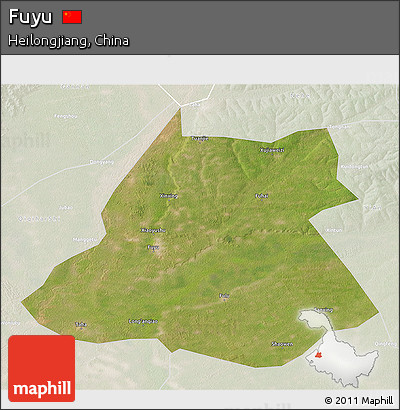 Satellite 3D Map of Fuyu, lighten