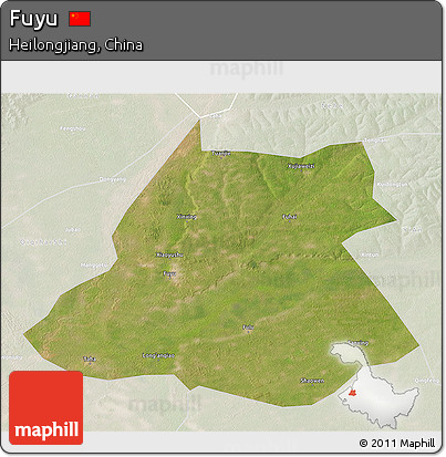 Satellite 3D Map of Fuyu, lighten