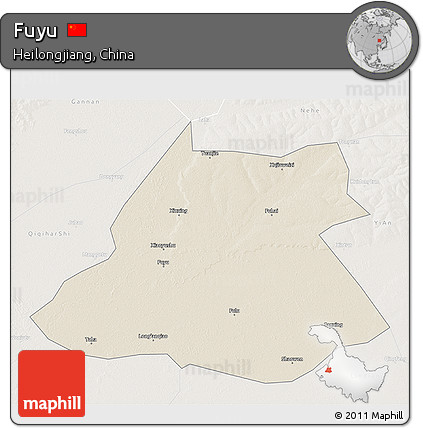 Shaded Relief 3D Map of Fuyu, lighten