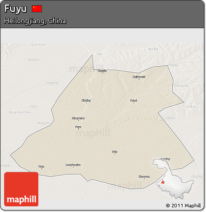 Shaded Relief 3D Map of Fuyu, lighten