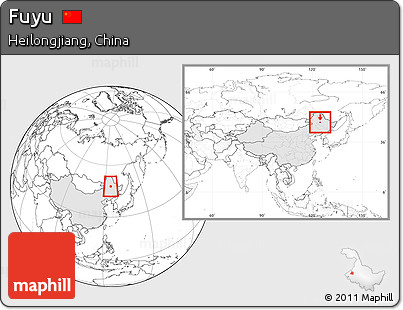Blank Location Map of Fuyu, highlighted country, within the entire country