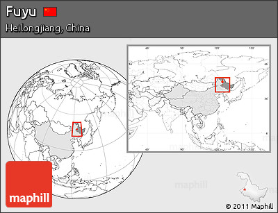Blank Location Map of Fuyu, highlighted country, highlighted parent region, within the entire country