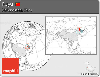 Blank Location Map of Fuyu, highlighted country, highlighted parent region, within the entire country