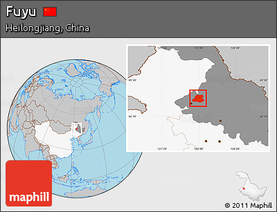 Gray Location Map of Fuyu, highlighted country, highlighted parent region