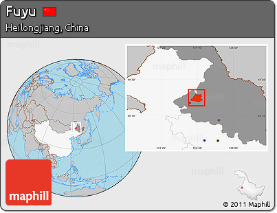 Gray Location Map of Fuyu, highlighted country, highlighted parent region