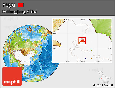 Physical Location Map of Fuyu, highlighted country