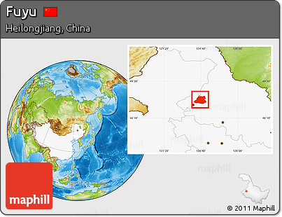 Physical Location Map of Fuyu, highlighted country