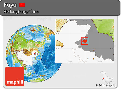 Physical Location Map of Fuyu, highlighted country, highlighted parent region