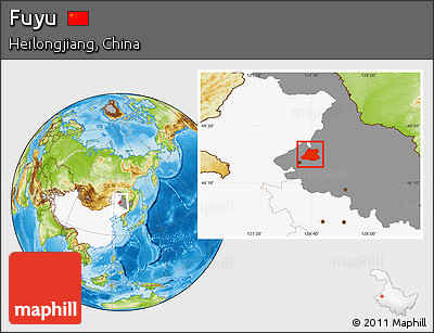 Physical Location Map of Fuyu, highlighted country, highlighted parent region