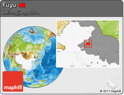 Physical Location Map of Fuyu, highlighted country, highlighted parent region