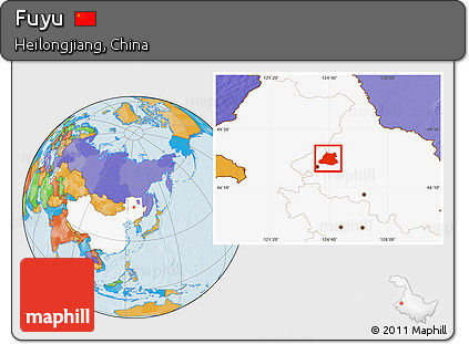 Political Location Map of Fuyu, highlighted country