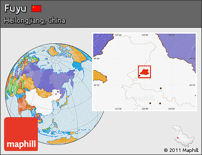 Political Location Map of Fuyu, highlighted country