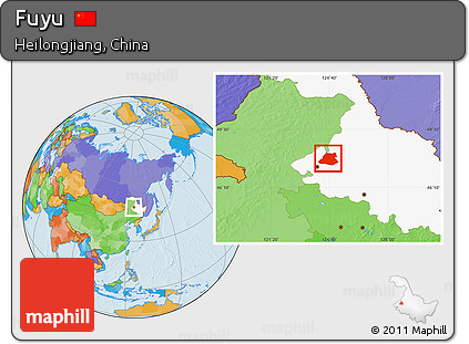 Political Location Map of Fuyu, highlighted parent region