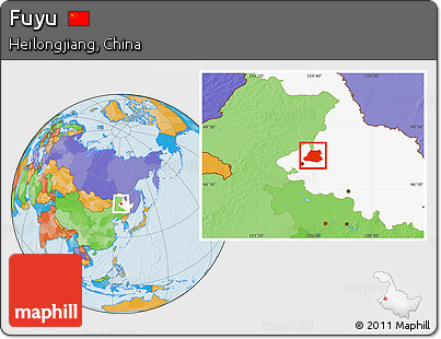 Political Location Map of Fuyu, highlighted parent region