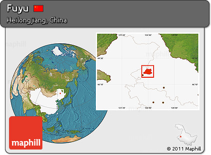 Satellite Location Map of Fuyu, highlighted country