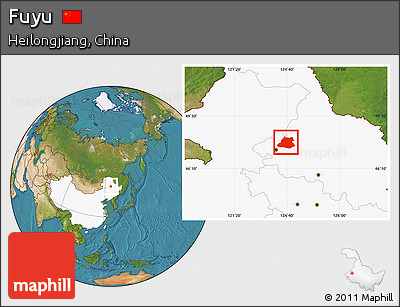 Satellite Location Map of Fuyu, highlighted country