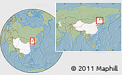 Savanna Style Location Map of Fuyu, highlighted country, within the entire country, hill shading