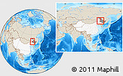 Shaded Relief Location Map of Fuyu, highlighted country, highlighted parent region, within the entire country