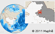 Shaded Relief Location Map of Fuyu, highlighted country, highlighted parent region