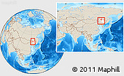 Shaded Relief Location Map of Fuyu, highlighted parent region, within the entire country