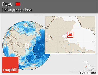 Shaded Relief Location Map of Fuyu, highlighted parent region