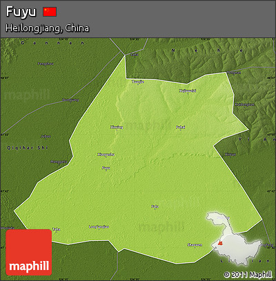 Physical Map of Fuyu, darken