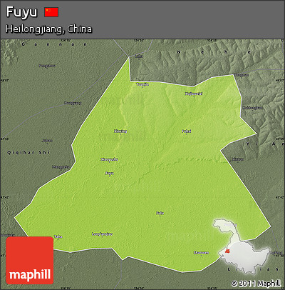 Physical Map of Fuyu, darken, semi-desaturated