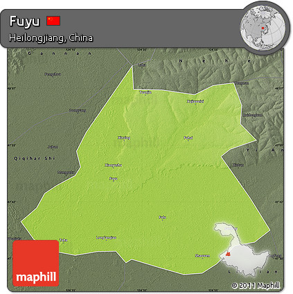Physical Map of Fuyu, darken, semi-desaturated