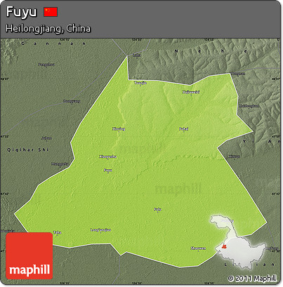Physical Map of Fuyu, darken, semi-desaturated