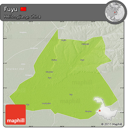 Physical Map of Fuyu, lighten, semi-desaturated