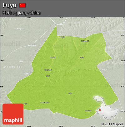 Physical Map of Fuyu, lighten, semi-desaturated