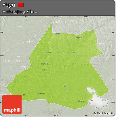 Physical Map of Fuyu, lighten, semi-desaturated