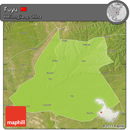 Physical Map of Fuyu, satellite outside