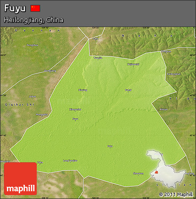 Physical Map of Fuyu, satellite outside