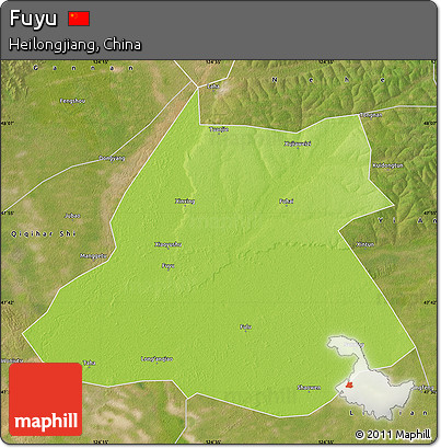 Physical Map of Fuyu, satellite outside
