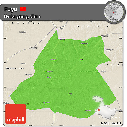 Political Map of Fuyu, shaded relief outside