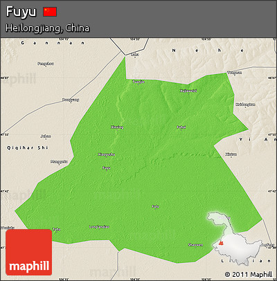 Political Map of Fuyu, shaded relief outside