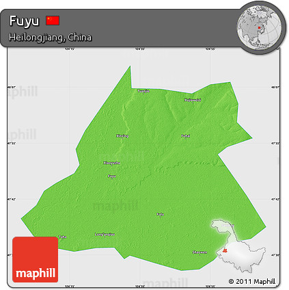 Political Map of Fuyu, single color outside