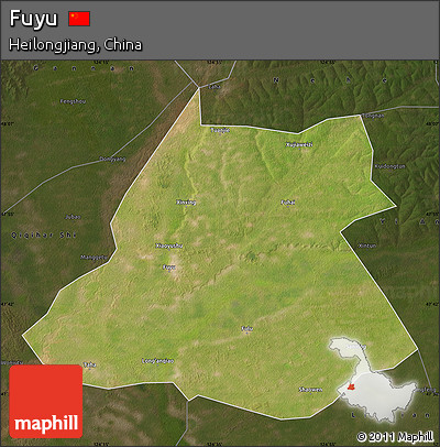 Satellite Map of Fuyu, darken