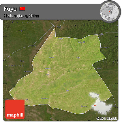 Satellite Map of Fuyu, darken