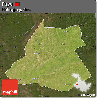 Satellite Map of Fuyu, darken